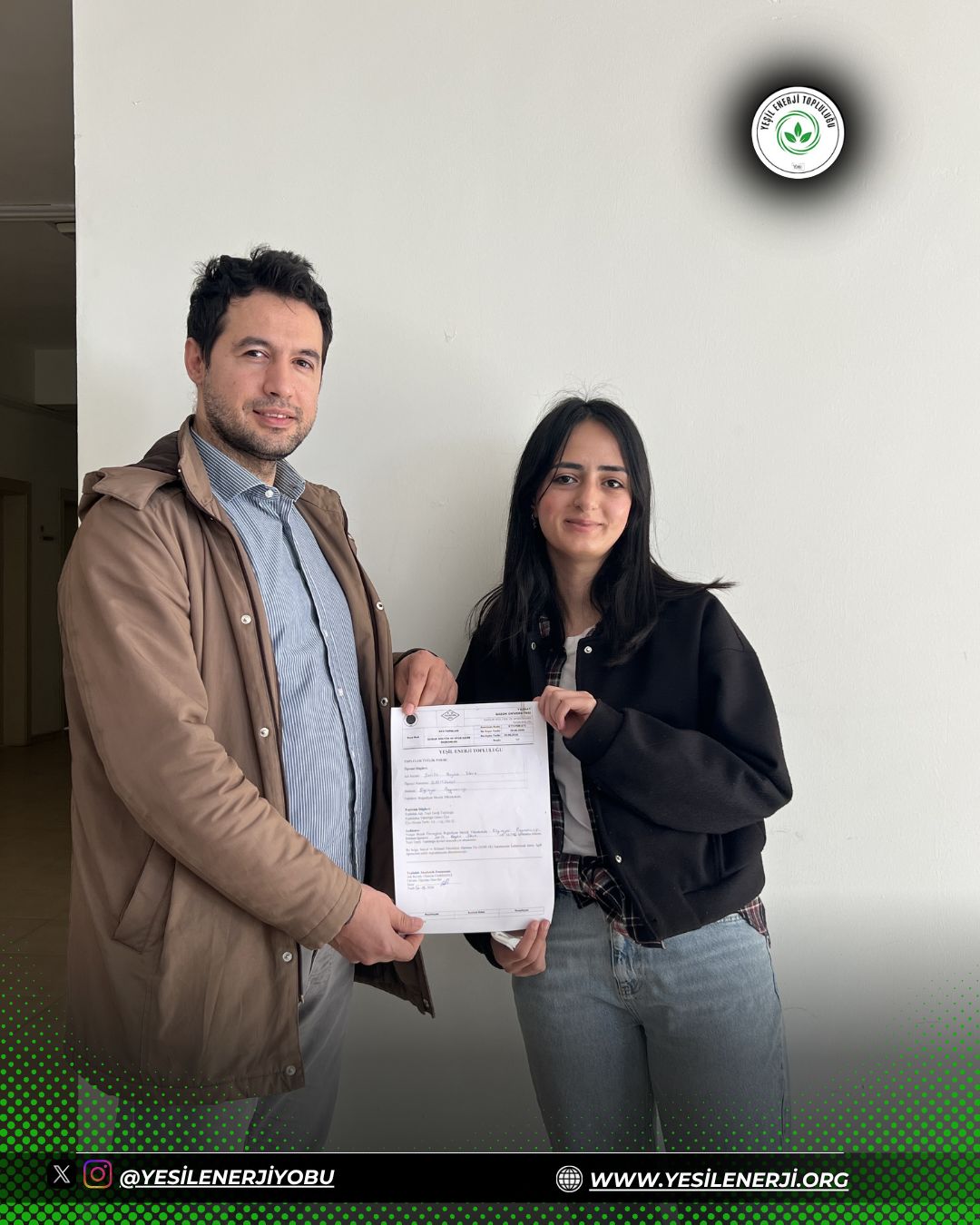 Yeşil Enerji Topluluğu SOBİ-EK Kapsamında  Belge Takdim Töreni Gerçekleştirildi